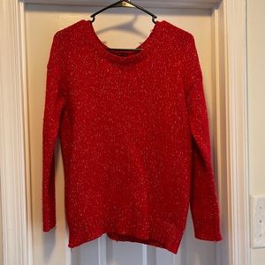 Red Christmas Sweater with Gold Sparkles